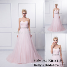 Une vente chaude de tulle rose plie à l&#39;avant une robe de robe A-ligne KB16119